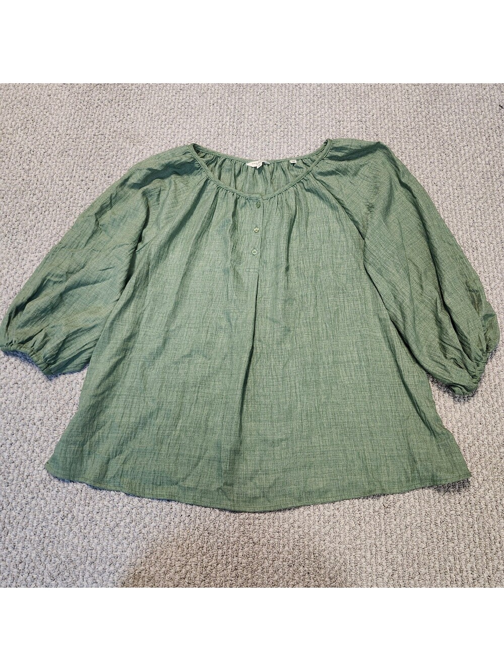 Max Studio London Green Peasant Blouse Size 1X